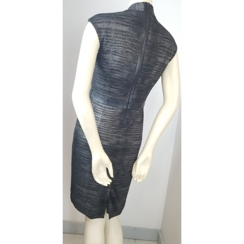 Ellen Tracy Black/Gray Vneck Cap Sleeves Dress, 6 - Picture 4 of 16